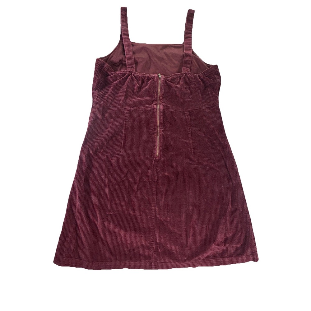 American Eagle Size Medium Corduroy Skirt Overall Dress Wine Adjustable Straps - Picture 11 of 16